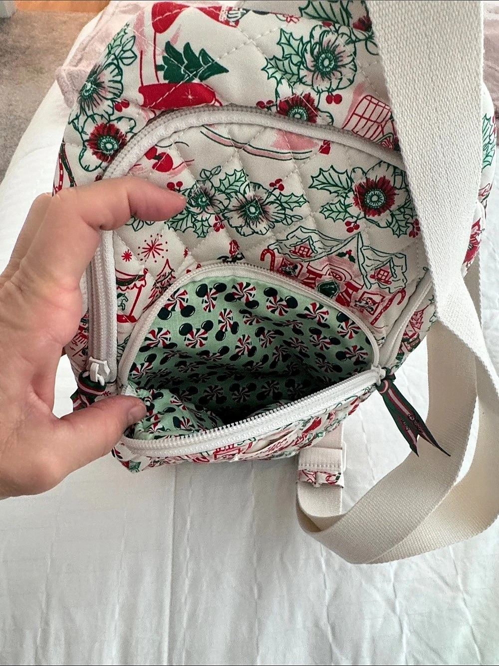 Vera Bradley x Disney Hallmark Holiday Ever After Lorman Sling Backpack Holiday - Picture 4 of 7